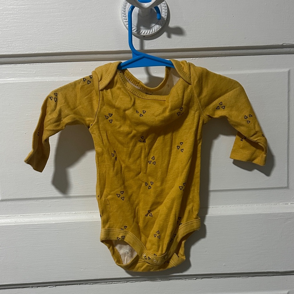 Golden Yellow Baby Bodysuit with Triangle Accents